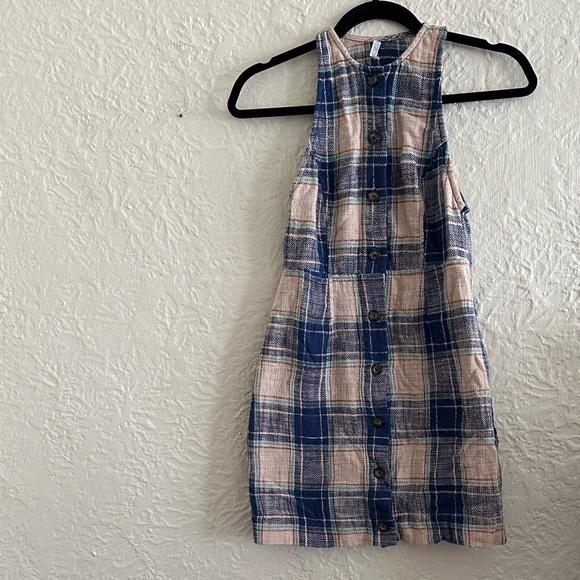 Urban Outfitters Blue Tan Plaid Woven Mini Dress XS - Picture 1 of 6